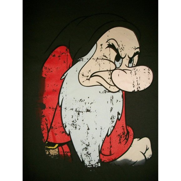 Disney Distressed Grumpy 7 Seven Dwarfs Brown T-shirt Snow White Small - Picture 7 of 9